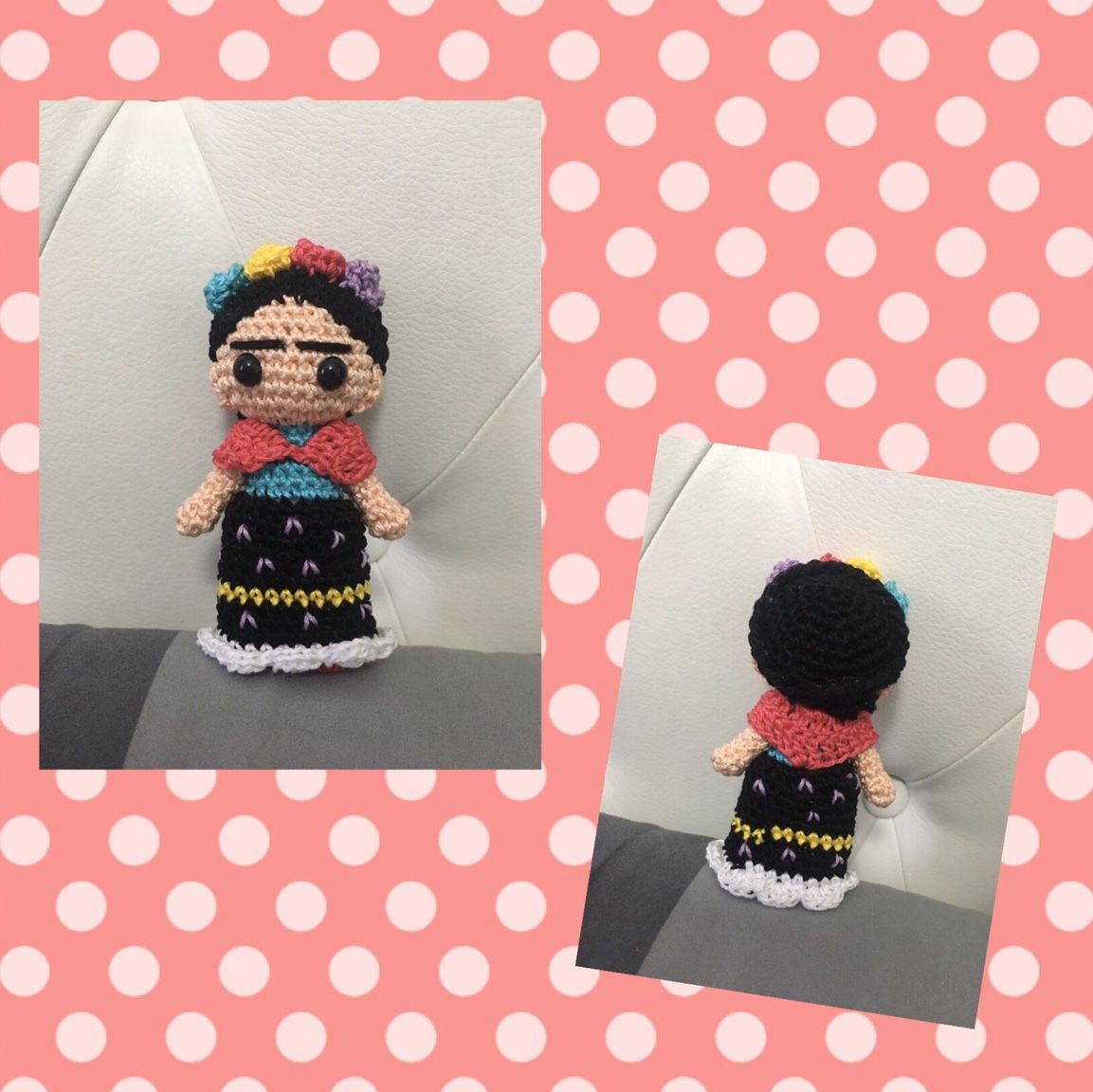 Portachiavi Frida Kahlo kawaii crochet