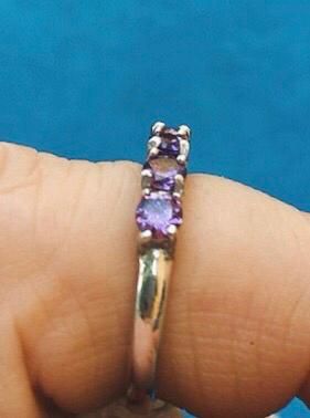 Anello Argento 925 Fedina Zirconi Viola AAr29