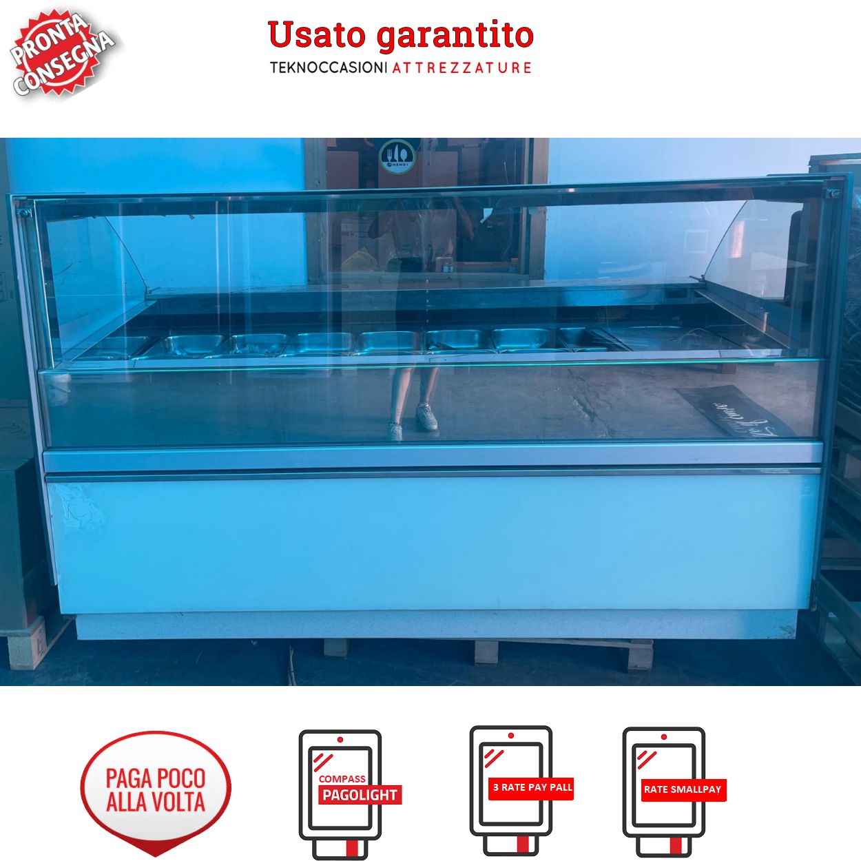 Vetrina espositiva per gelateria da 16 vaschette 